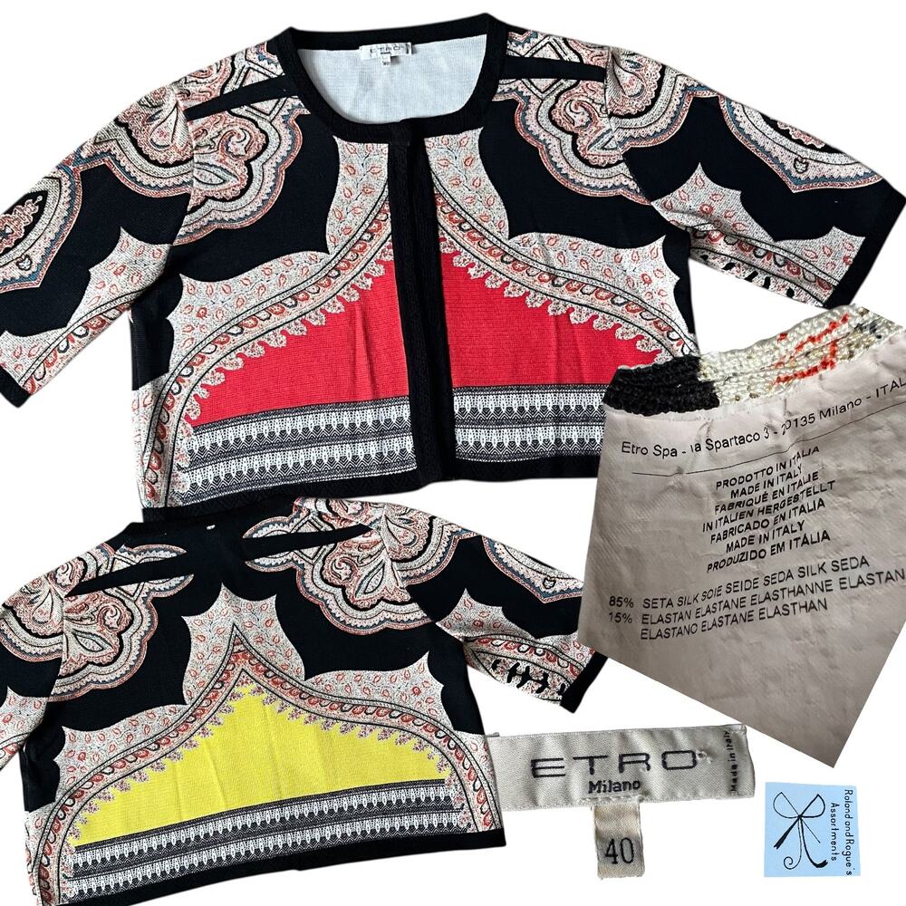 Etro Milano Silk Blend Bolero Shawl Sz 40